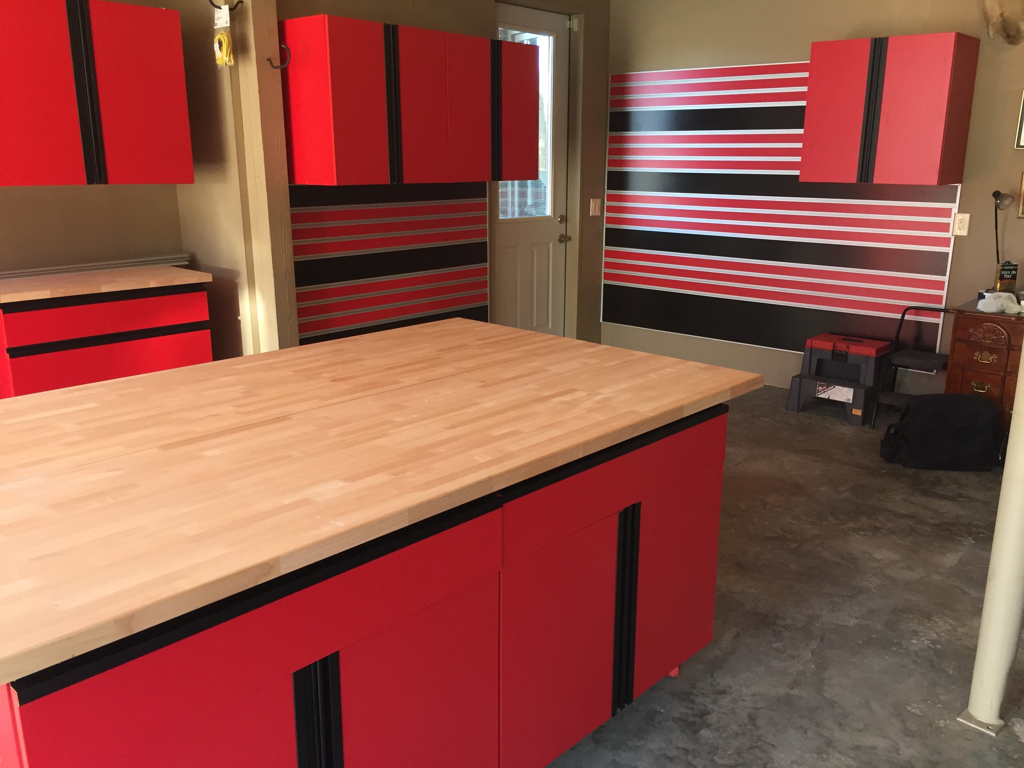 Red Cabinets and Red Slatwall