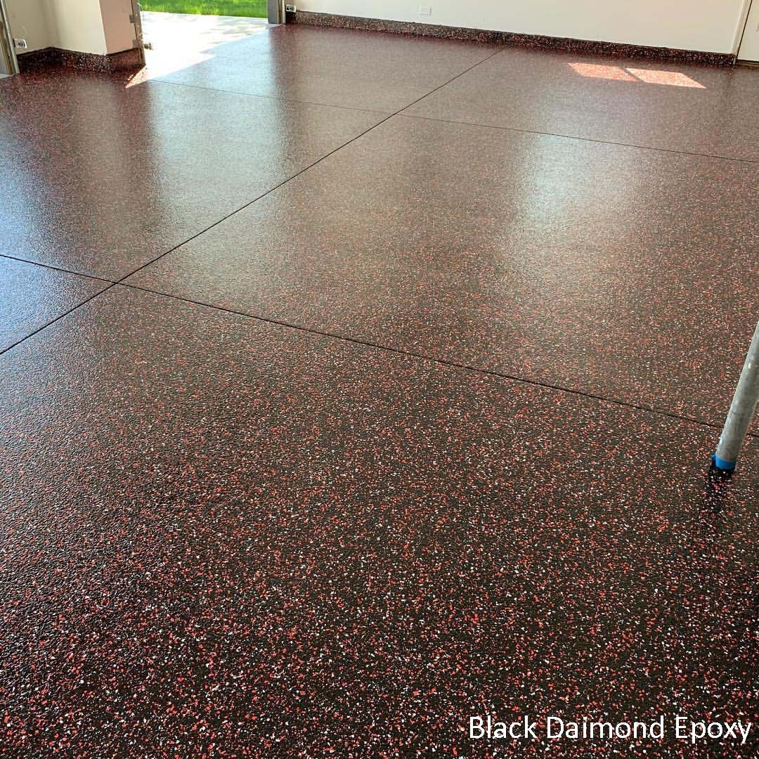 epoxy flooring red and black flake